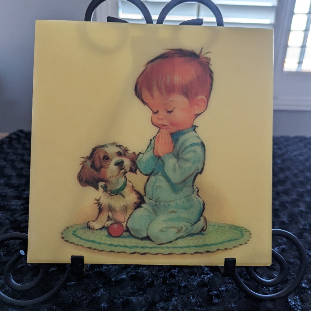 Boy With Puppy Vintage Peter Hawley